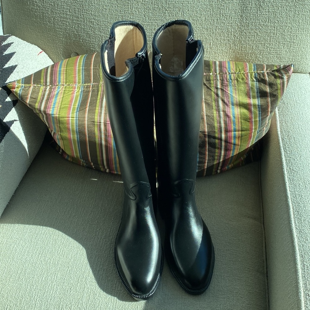 NEW IN BOX däv Black Equestrian Corded Weatherproof Boots / Sz 9 - Picture 8 of 9
